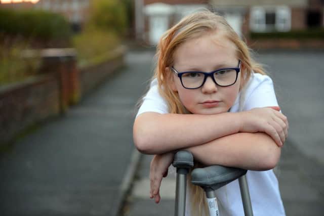 Bobbie Tighe, 10, spent six days in hospital after being hit by a car.