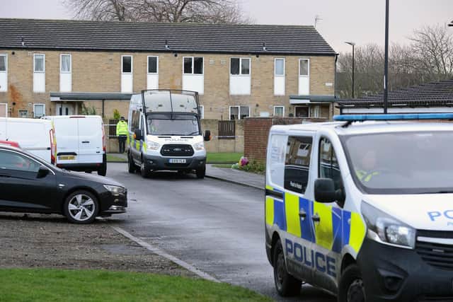 A heavy police presence was seen in the street yesterday following the death of Gavin Moon.