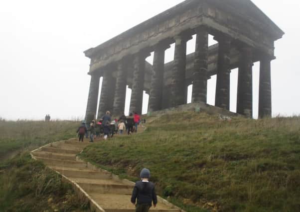 Children from Southwick Community Primary School on the walk to Penshaw Monument.