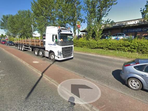 One lane of the A1231 Wessington Way near McDonald's has been blocked following a crash between a bus and a car.
Image by Google Maps.