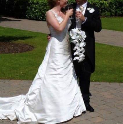 Sam and Martin on their wedding day