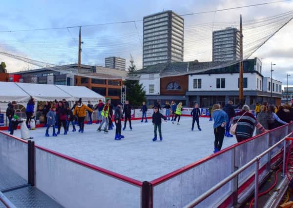 The ice rink in Keel Square, Sunderland on Sunday