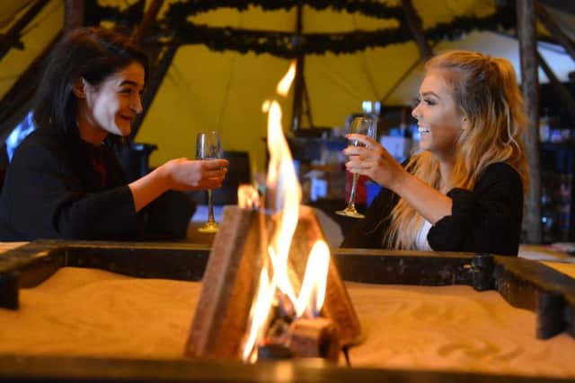 Hadrian's Tipi at Keel Square. Chantelle Forrest and Chloe Scott-Haynes (R)