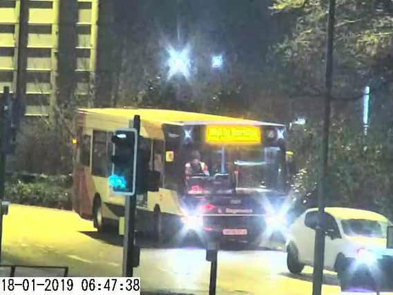 The bus which has broken down on Queens road, Sunderland.