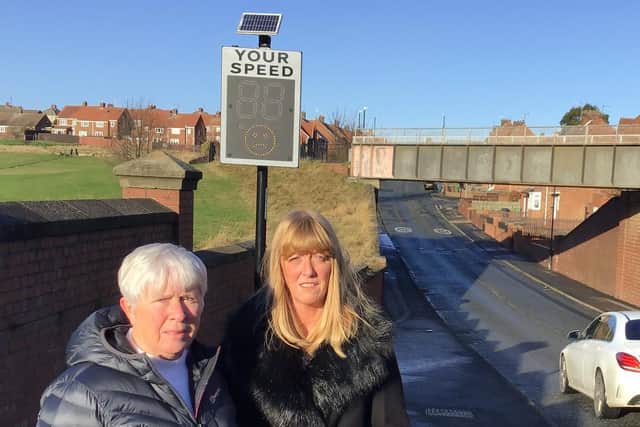 Councillor Ellen Ball, with Cabinet Member for Environment and Transport, Councillor Amy Wilson, at Black Road, Ryhope.