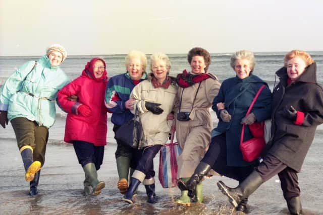 Ladies from the Women's Institute from the Tyne and Wear South Federation took part in a sponsored plodge at Seaburn in January 1992.