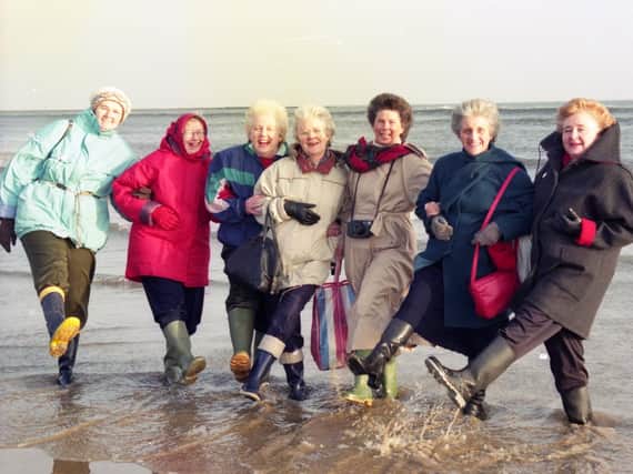 Ladies from the Women's Institute from the Tyne and Wear South Federation took part in a sponsored plodge at Seaburn in January 1992.
