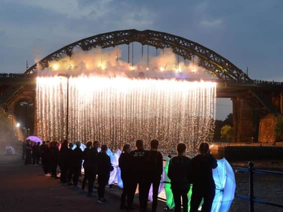 The Wearmouth Bridge is a blaze of light during last year's Tall Ships' Races.