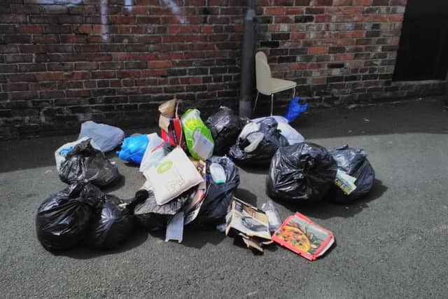 Rubbish found in one of the back lanes in Sunderland