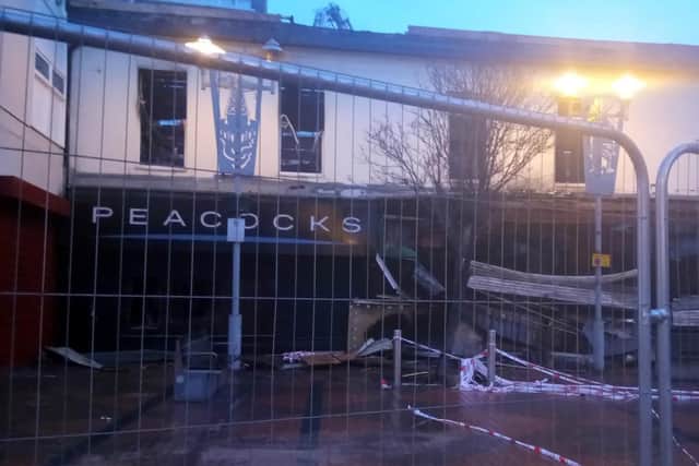 The Peacocks store in Blandford Street, Sunderland, remains cordoned off after last night's fire.