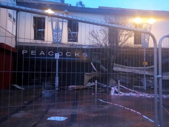 The Peacocks store in Blandford Street, Sunderland, remains cordoned off after last night's fire.