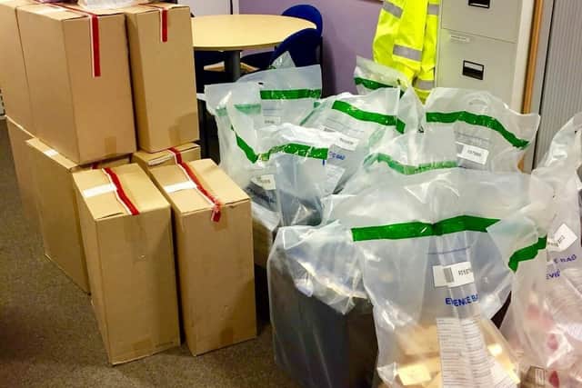The haul of illegal cigarettes found in Francis Farrelly's home.