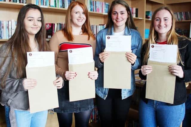 A group of Southmoor Academy students delighted with their A-level results.