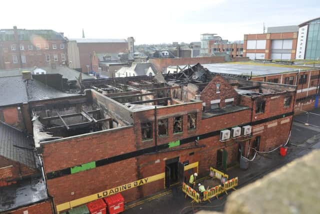 A view of the damage in the light of day.
