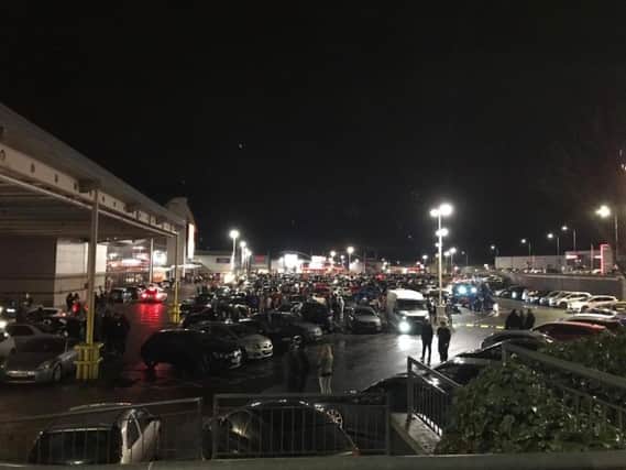 A photo issued by Durham Special Constabulary of the gathering at Durham City Retail Park.