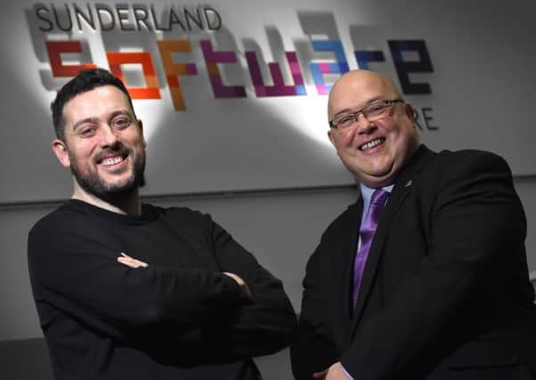 Dominic Murphy, left, founder of Geek Talent, and Coun Graeme Miller, leader of Sunderland City Council. Picture by Ian McClelland