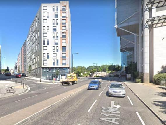 The accident happened in Barrack Road, Newcastle, outside St James's Park football stadium. Pic: Google Maps.