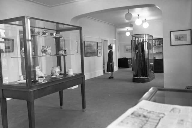 Inside Grindon Library in 1955.