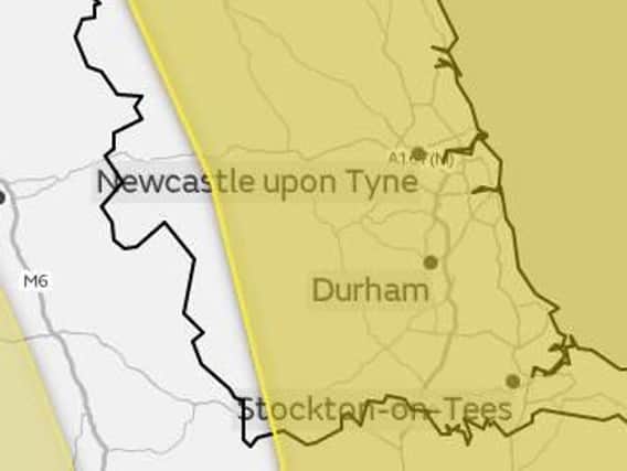 Met Office map showing the areas covered by the warning.