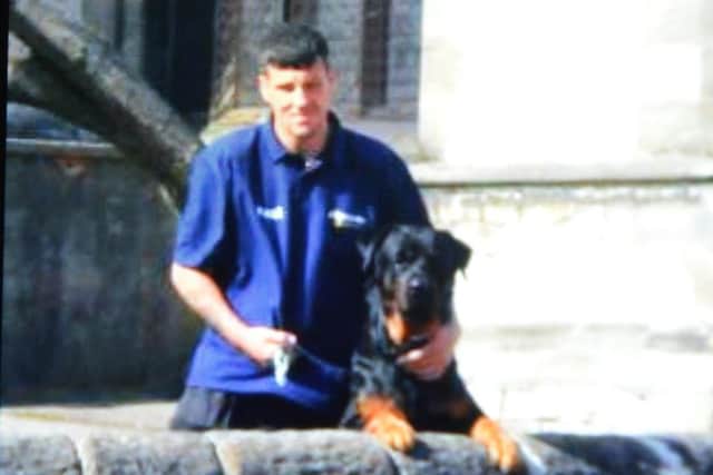 Paul Price with dog Stitch, who died the day after his funeral