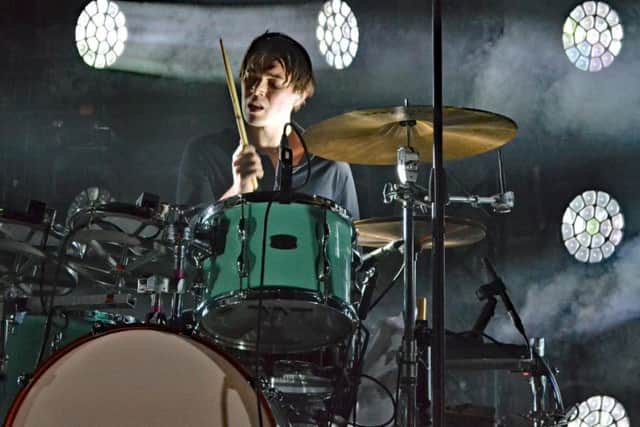 White Lies drummer Jack Lawrence-Brown pounds out the beat at the Boiler Shop in Newcastle on their tour to promote new album Five.