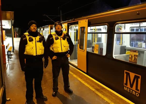 Northumbria Police officers working on the Metro system.