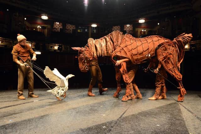War Horse Joey on stage at Sunderland Empire with Goose