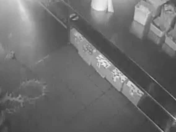 The CCTV inside the business captured Trotter pouring Pepsi on the floor of Pizza Hut in Pallion in an effort to wash away blood he had left on the floor.