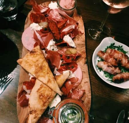 Starter board with a side of pigs in blankets