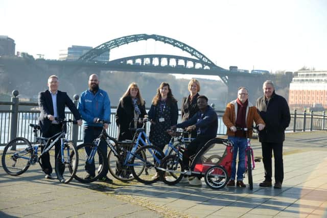 St Peter's Cycle and Sports Hub receives national recognition. From left, University of Sunderland's Kevin Ludlow, Cycle UK's Andrew Thorp, Coun Amy Wilson, Student Union's Rebecca Little, Go Smarter's Diane Hilder, Student Union's Bryan Pepple, Hub manager Richy Duggan and Coun Barry Curran.