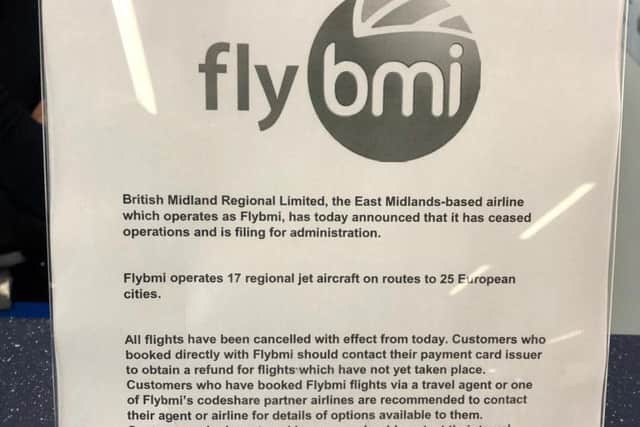 A notice posted at the airports which Flybmi operates from, including Newcastle.