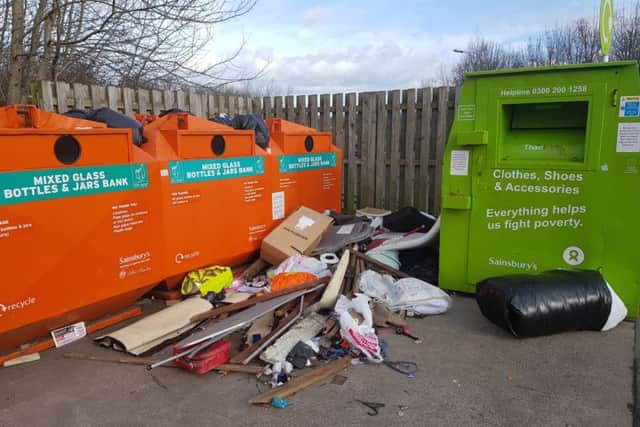 Waste left at Sainsbury's Recycling Centre in Silksworth, Sunderland.