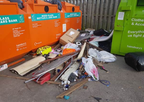 Waste left at Sainsbury's Recycling Centre in Silksworth, Sunderland.