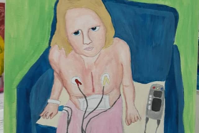 Linzi's painting of herself after her operation