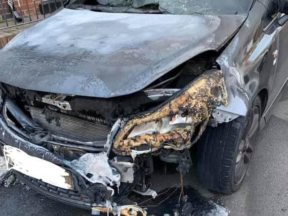 Police have launched an investigation after a Vauxhall carwas set on fire in Ashleigh Grove at around 11.30pmon Sunday, February 17.