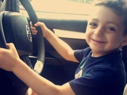 All set for his holidays - Bradley Lowery getting ready for a trip to Scarborough.
