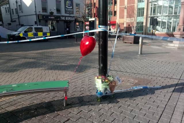 Floral tributes have been left at the scene of the murder investigation in Sunderland.