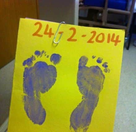 Footprints taken from Chanel Murrish after her birth.
