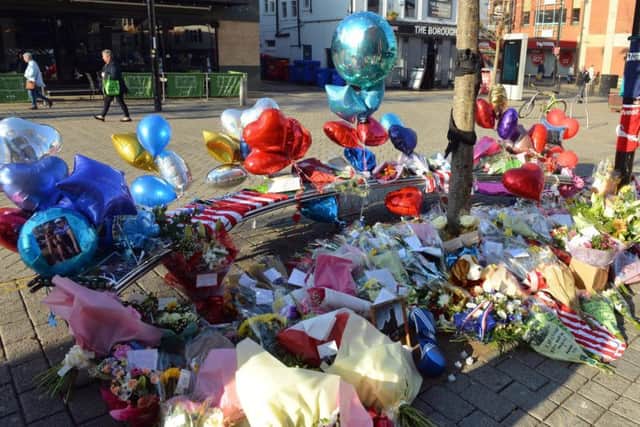 Floral tributes left in memory of Connor Brown in Sunderland city centre near where he was found.