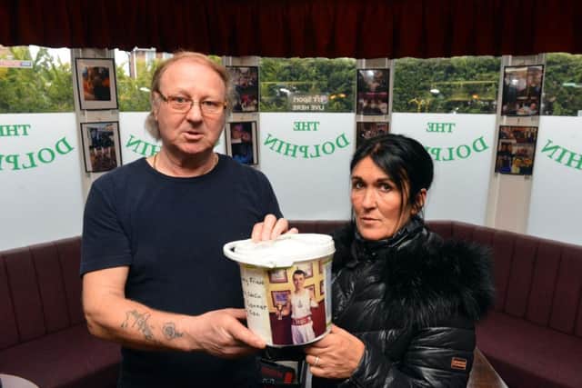 The Dolphin pub pay tribute to Connor Brown. Landlord Kelvin Lamb and daughter Lisa Smith