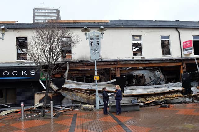 The aftermath of the blaze in Blandford Street in Sunderland city centre.