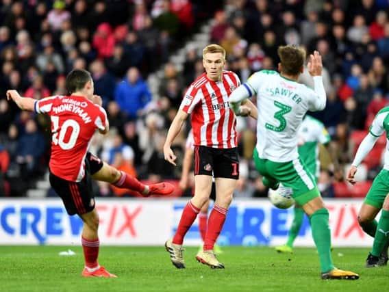 George Honeyman scores Sunderland's second goal against Plymouth