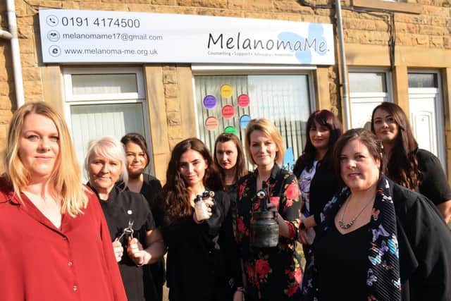 MelanomaMe founders Kerry Rafferty, front left, and Elaine Taylor, front right, with just some of the health and beauty businesses who are backing the new campaign.
