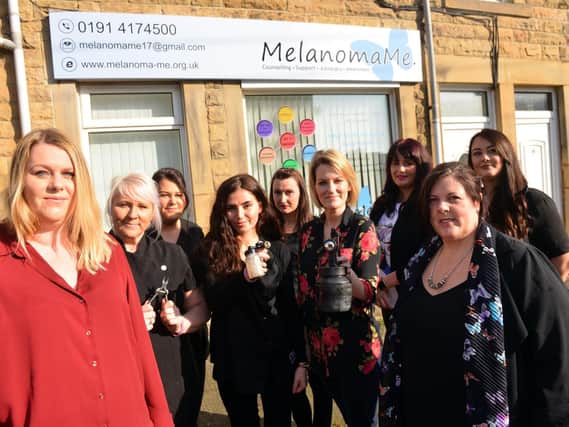 MelanomaMe founders Kerry Rafferty, front left, and Elaine Taylor, front right, with just some of the health and beauty businesses who are backing the new campaign.