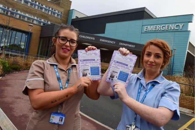 Fundraisers health care assistant Ashleigh Wright (left) and staff nurse Alex Robinson, both from Ward 31 at Sunderland Royal Hospital.