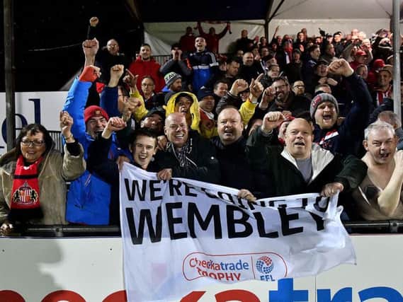 Sunderland fans celebrate the win over Bristol Rovers