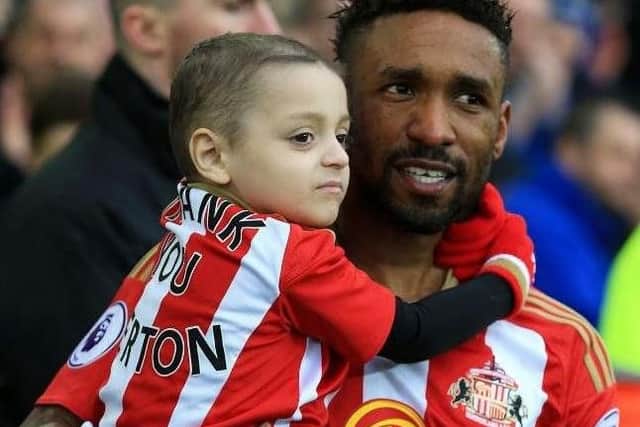 The pair together at the Stadium of Light when Bradley acted as mascot for the club.