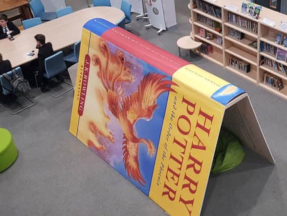 The large replica of the Harry Potter book has been set up inside the library at Seaham High School.