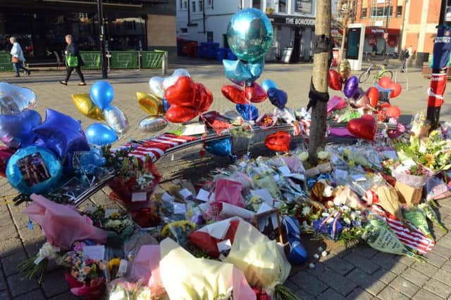 Floral tributes left to Connor Brown in Sunderland city centre near to where he was found.