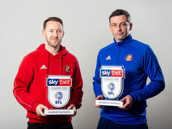 Aiden McGeady and Jack Ross with their February awards